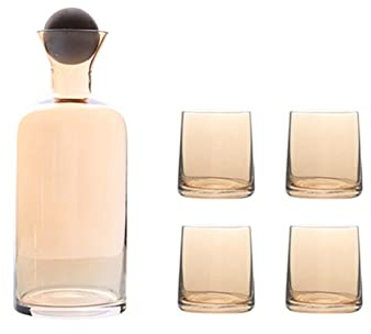 Kettle 1.2L Bouilloire d'eau Ambre Borosilicate Glass Tea Pot Ensemble avec 4 tasses Résistant à la chaleur Bouteille de verre Pichet d'eau Distributeur de boissons Kettles Electric(Pitcher with 4 Cup