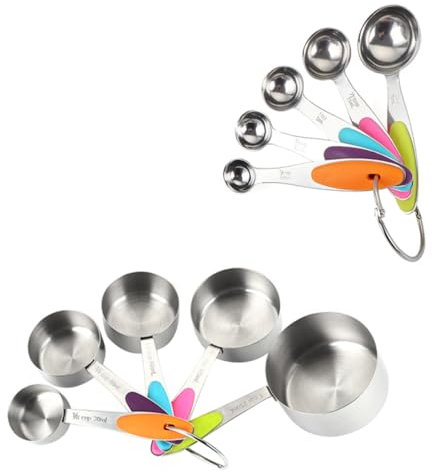 Cabilock 10piezas Cucharas y Tazas Medidoras Recipientes Medidores De Cocina Para Hornear y Cocinar Casa Mango Cómodo y Fácil De Usar