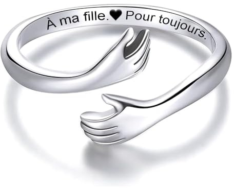 Bague pour Femme pour Fille en Argent Sterling 925 - Bague Inspirante et d'Encouragement pour Filles - Taille Ajustable pour Pouce - Bagues pour Elle (À ma Fille)