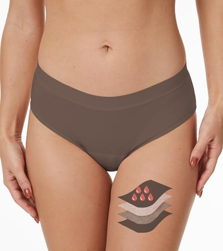 Prontiaduscire Mutandine Mestruali Donna Slip per Ciclo Fibra di bambù Mutande Mestruale Assorbenti Lavabili - 101N1 Marrone 3XL