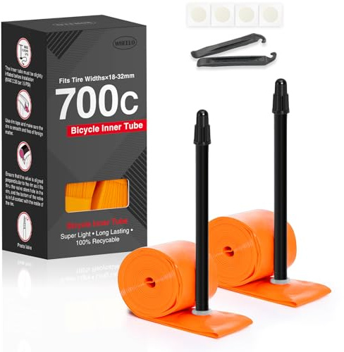 Hycline 2er-Pack TPU Fahrrad Schlauche: 700x18-32C (28 Zoll) Unisex Rennrad Ultraleichter Schlauch Presta-Ventil 85mm with 2 Reifenheber