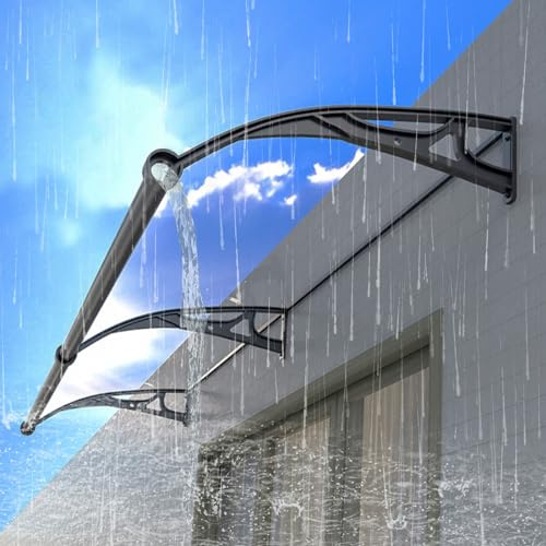 TYHAYJYK Outdoor Polycarbonate Door Canopy Cover,Patio Sunlight Protection Canopy Sun shetter with Aluminum Bracket,Modern Front Door Canopy,Window Door Awning Canopy,UV Rain Snow