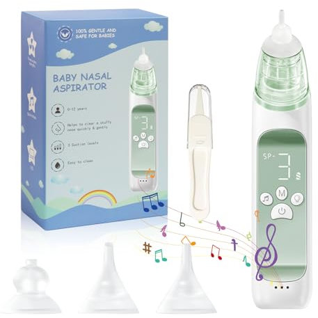 Nasensauger Baby | Nasensekretsauger Baby | Nasensauger Baby Elektrisch Mit 3 SaugstäRken, 3 GrößEn Silikon Tipps Und Licht Beruhigender, Musikfunktion
