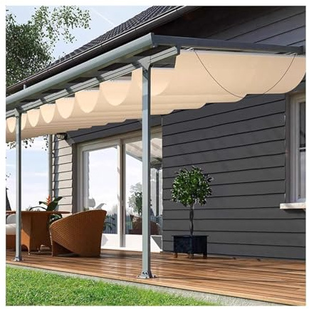 Wellen Markise, einziehbare Wellenüberdachung, Pergola, Ersatz-Sonnenschutz, belüftete Markise für Garten und Wintergarten, Breite: 1,3 m x L: 6 m