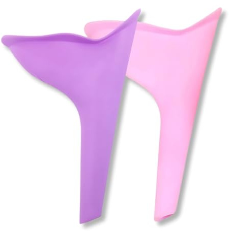PARENCE.- Set mit 2 wiederverwendbaren Urinalen für Frauen – Tragbares weibliches Urinal aus weichem Silikon – Zufälliger Farbversand (rosa oder lila) – Hygienisches Accessoire