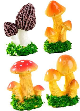 UKCOCO Miniatures de Champignons Décoration Réaliste et Délicate en Résine 8 Pièces Figurines pour Bonsaï et Aménagement Micro-paysager de Jardin