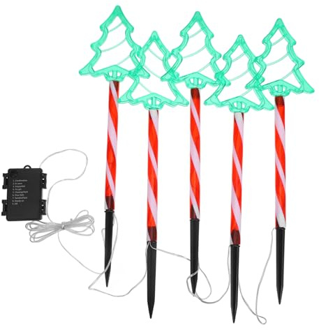 TOYANDONA LED Weihnachtsbaum Gartenstecker mit Roten und Weißen LED Lichtern Wasserdichtes Outdoor Weihnachtsdeko für Rasen Wegbeleuchtung Batteriebetrieben mit Timerfunktion Einfache