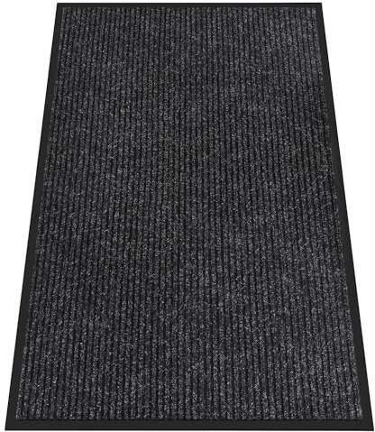 HOMEK Fussmatte für Haustür innen und außen | 90 x 150 cm Schmutzfangmatte für Eingangsbereich, super saugfähig Fußmatte für Haus, Büro und gewerbliche Eingänge, Schwarz
