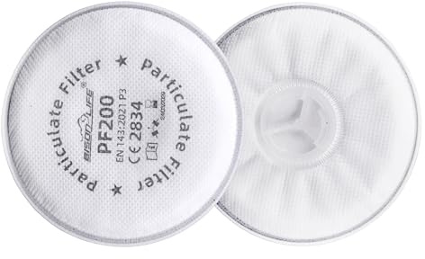 Bison Life ProAer PF200 P3 Particulate Filters – Dual Cartridge, Long-Life Low Resistance Filters - Solid and Oil Mist Particulates, Compatible with ProAer H300 H400 F500 Respirators
