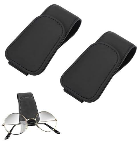 2 Stück Brillenhalter Für Auto,Sonnenbrillenhalter Auto,Auto Brillenhalter,Leder Magnetischer Sonnenbrillenhalter Auto,Universal Brillenhalter Auto,Universelles Visier Zubehör,Ticket-Kartenclip