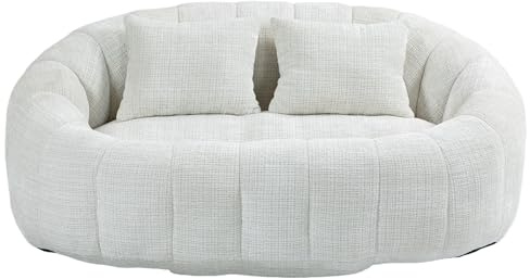 Ligterra Bean Bag, Sofa Lazy Sofa Durable Comfort Lounger, High Back Bean Bag Chair Couch für Erwachsene und Kinder, Indoor & Outdoor, Accent Floor Soft Lounge Chair (Weiß Chenille)