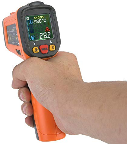 Infrarot -Thermometer PM6530D Hochpräzise No -Contact Digital Infrarot -Thermometer -50 ° C ~ 800 ℃/ -58~1472 ℉ Orange für Küchenkochen Grillen Fahrzeugreparaturen