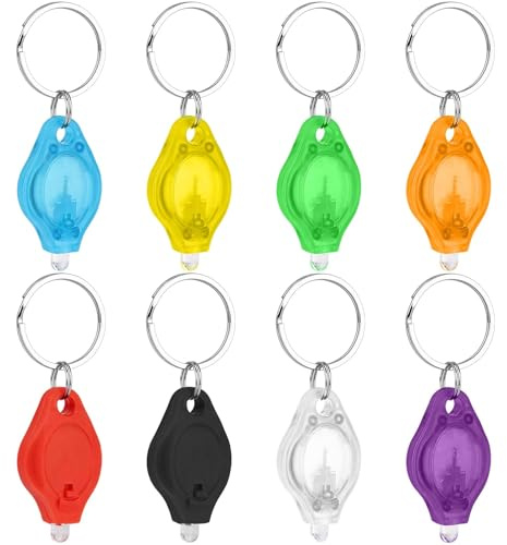 Volink 8 Pack LED Keychain Torches, Mini Keyring Torch Ultra Bright Small Flashlights Battery Powered Key Ring Light for Kids Adults Outdoor Camping Hiking Emergency Handbag [Energy Class A]