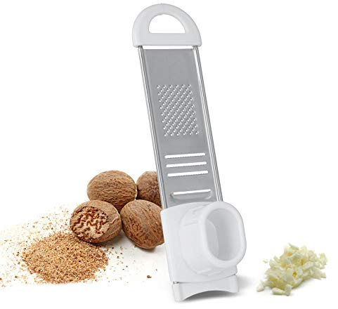 METALTEX RALLADOR DE Nuez MOSCADA Y Cortador DE AJOS 'Duetto', Acero Inoxidable, Weiß, Estándar