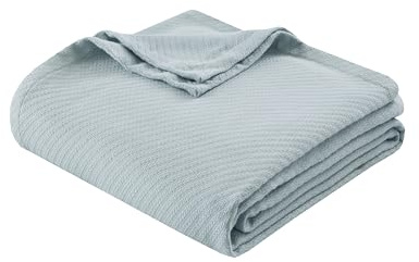 Madison Park Liquid Cotton Blanket All Season for Summer, King, Blue