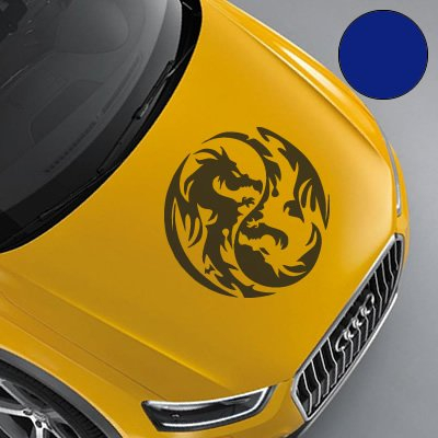 A743 Autoaufkleber Yin Yang Drache 60cm x 60cm markantblau (erh. in 49 Farben und 3 Größen)