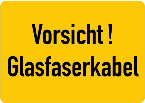 LEMAX® Aufkleber Warnschild, Vorsicht! Glasfaserkabel Folie selbstklebend 52x37mm 500 Stk.