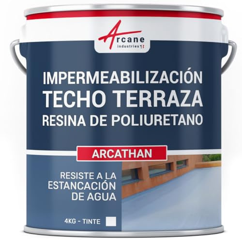 Étanchéité Toit Terrasse et Toit Plat, Résine - ARCATHAN 4 kg Blanc | Imperméabilise Toits, Terrasses, Façades et Carrelage, Membrane Élastique sans Joints, Résiste au Gel - Arcane Industries