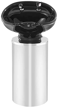 Physa Trapani Friseur Waschbecken Rückwärtswaschbecken Haarwaschbecken Waschsäule (Kippwinkel 30°, Waschbecken 50x59 cm, herausziehbare Handbrause 50 cm) Schwarz/Silber