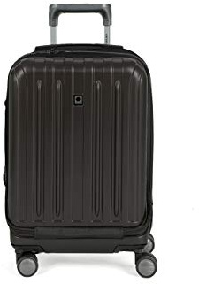 DELSEY Paris Erweiterbares Gepäckstück aus Titan mit Spinnrollen, Schwarz, Carry-On 19 Inch, Erweiterbares Titan-Hartschalengepäck mit Spinnrädern