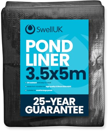 Swell 3.5m x 5m Pond Liner | 25 Year Guarantee | HDPE | UV Resistant | Garden Fish Ponds