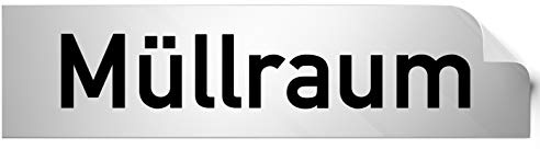 Kinekt3d Leitsysteme Folienschild Türschild • Müllraum • PVC Hinweisschild • 160 x 40 mm Silber • selbstklebend • Kratzfester Druck • UV Beständig