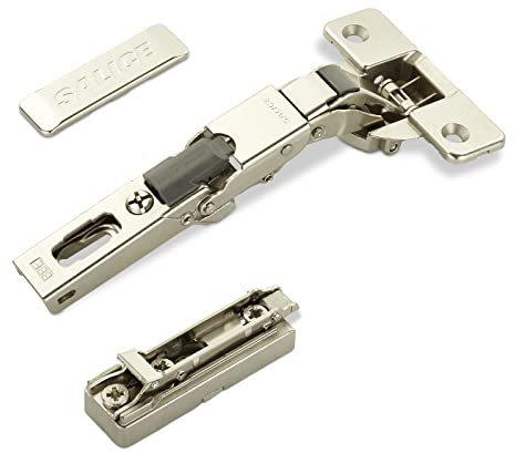 2 x Salice Universalscharniere 110° Bohrbild T48 Push Open | mit Negativfeder für abgerundete überfälzte und profilierte Türen mit Linear-Montageplatte Höhe 6 mm Exzenterverstellung
