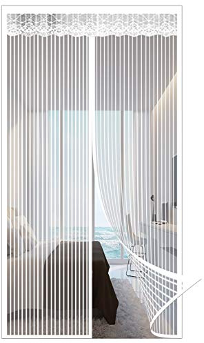 GOUER MagnéTique Moustiquaire Porte 200x250cm Anti Insecte Mouche Moustique Moustiquaire Fenetre Enroulable Fermeture Automatique pour Salon, Fenêtre de Balcon, Couloirs, Terrasse, Blanc A
