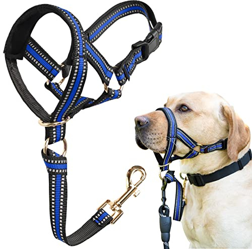 BARKLESS Muzzle Leash for Heavy Pullers, No Pull Stylish Head Halter for Small and Medium Aggressive Dogs, Gentle Dog Face Harness Stops Pet Pulling and Choking on Walks, Adjustable Head Collar