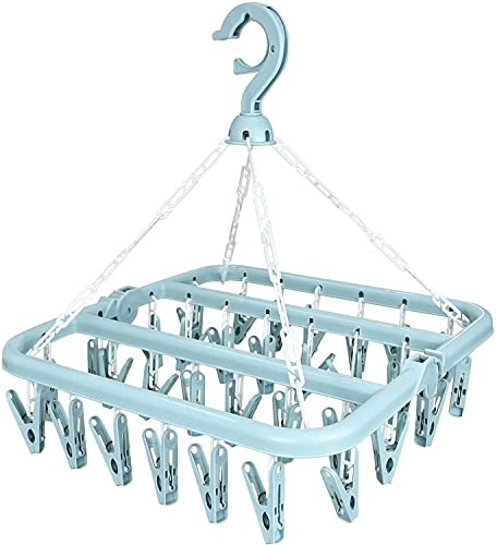 Hampine Strong 32 Pegs Foldable Hanging Airer For Small Garments, Socks, Underwear, Baby Clothes Hanger & Drying Rack For Indoor/Outdoor