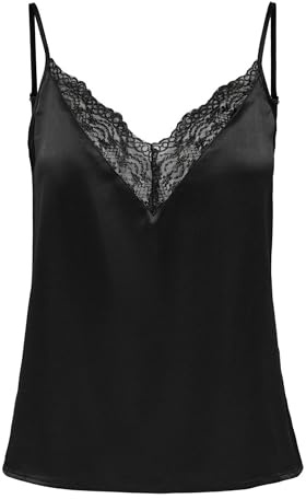 ONLY ONLVICTORIA SL Lace Mix Noos WVN Top - Camiseta de Tirantes para Mujer (Talla M), Color Negro, Negro, M