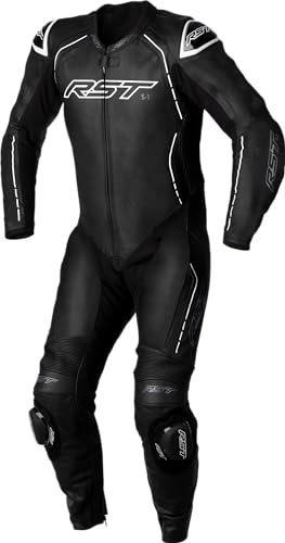 RST S1 1-Piece Motorcycle Leather Suit, black/white, L