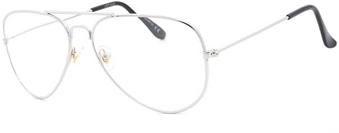 NEW VISION Gafas Presbicia Hombre Estilo Aviador Retro con Montura Metálica NV8132 (Plata, 1, Dioptrien)