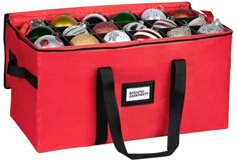 Christmas Ornament Storage Container,Box Stores Up to 54, Adjustable Dividers, Large Organizer Bin to Protect and Store Holiday Décor