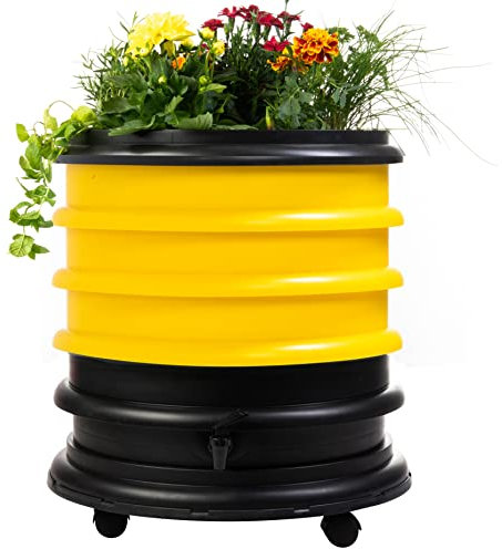 WORMbox | Vermicompostaggio 3 Vassoi Giallo + Fioriera per piante |48 Litri | Compost di Rifiuti Organici Compostiera Vermifuga Lombricompostiera | Lombrichi producono l'humus lombrico