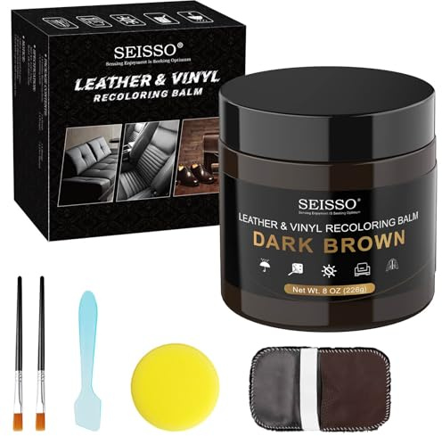 SEISSO Baume De Recoloration pour Cuir 200 G, Pâte Réparatrice Cuir Crème pour Ceintures Chaussures Sièges Auto Canapés Baume d'entretien Cuir,Marron