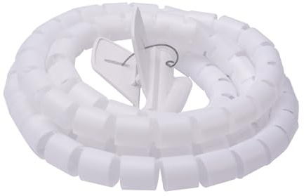 A2ZWORLD Flexibler Kabeltrommel, Spiral-Kabelmanagement, Clip-Clip inklusive Kabelführung, Länge 180 cm (D15 mm, Weiß)