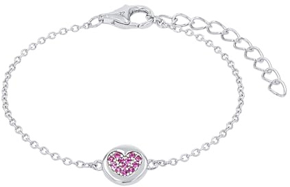 Prinzessin Lillifee Armband 925 Sterling Silber Mädchen Kinder Armschmuck, mit Zirkonia synth., 12+3 cm, Silber, Herz, Kommt in Schmuck Geschenk Box, 2037924
