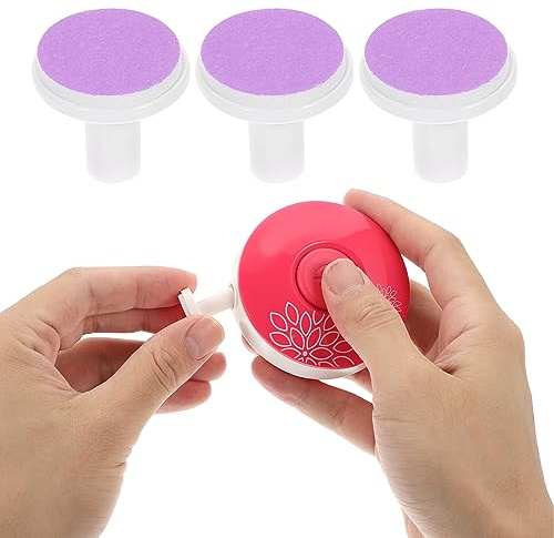 Pad Abrasivi per Lima Unghie Elettrica Ragazzo Ragazza 12 Pezzi | Plastica e Carta Abrasiva, Ricambi per Mani e Piedi del Ragazzo Ragazza, Viola, Design Visivo