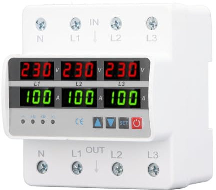 Dispositivo di Protezione Corrente di Tensione Relè di Protezione Tensione Stabilizzatore di Uscita Sovratensione Trifase AC220V / 380V 100A 90 X 52 X 97mm