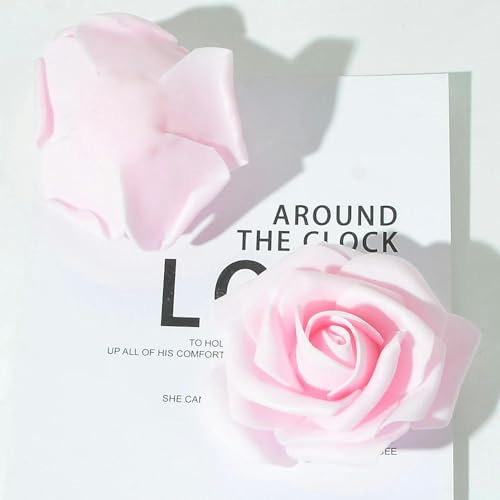 ZFISH 10/50 Stück 7 cm künstliche Schaumrosen Blumenköpfe für Zuhause, Hochzeitsdekoration, Scrapbooking, PE-Blumen, DIY, Kissing Balls, Basteln, Multi-Hellrosa-10 Stück