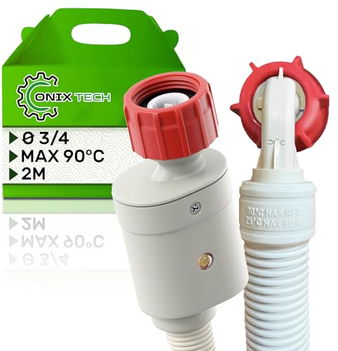 Aquastop Manguera Lavadora y Lavavajillas 2m y Válvulas Ø 3/4″ Rango de Presión 0,2-10 Bar Hasta el 90°C - Garantía de 5 Años - ONIX TECH