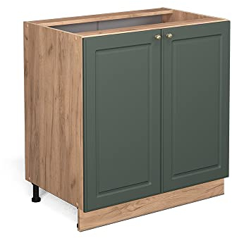 Vicco Küchenunterschrank Fame-Line, Grün-Gold Landhaus, 80 cm mit Regal, AP Anthrazit
