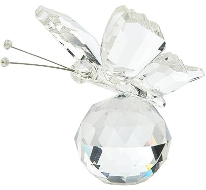 Csnbfiop Kristall-Schmetterling-Figur mit Kugelsockel, fliegender Schmetterling, Kristallornament, Statue, Glastier, Sammelfiguren