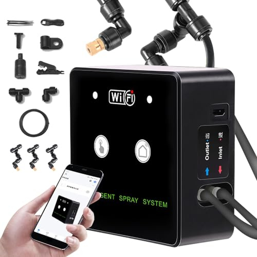 WLAN-Regenwald-Terrarium, zeitgesteuertes Vernebelungssystem, intelligentes Befeuchtungs-Sprühset für Reptilien, automatischer Sprüher, 360° drehbare Düse mit WLAN-Verbindung, Handy-Fernbedienung per