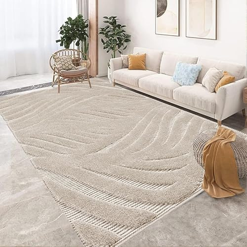Cozy Haven Comfy Collection Rug – Large Washable Non-slip Carpet for living Room, Bedroom, Lounge Dining, Kitchen Thick Soft Modern Indoor Floor Rugs (Beige Des 2, 120x170 cm)