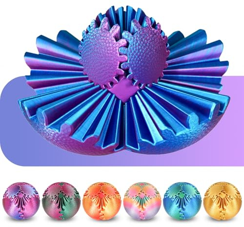 Gear Ball Fidget Spielzeug Steampunk Zahnrad Kugel Stressabbau Sensorisches Spielzeug autistische Kinder Erwachsene 3D Gedruckt Lustiges Geburtstagsgeschenk Weihnachten Ostern (Ombre Lila,8 cm)