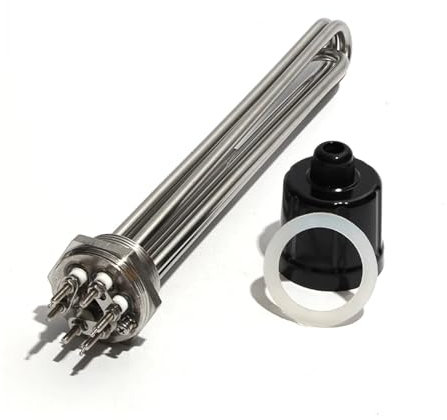 KEUQIXMR Élément chauffant avec sonde/vis de terre DN32 1 1/4 filetage BSP 3U thermoplongeur électrique tubulaire 3/4.5/6/9/12KW(Heater,220V-9KW)