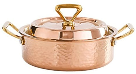 Stainless Steel Stockpot, Stock Pot - Hammer Pattern Hot Pot Utensils, Stock Pot with Lid, for Cooking Noodles, Hot Pot, Stir-Fry Induction Cooker Natural Gas,20cm,Gold