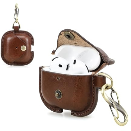 CONTACT'S FAMILY Custodia per AirPods 4 in Pelle, AirPods 4 Case Leather, Cover Airpods 4 Leder (Caffè)